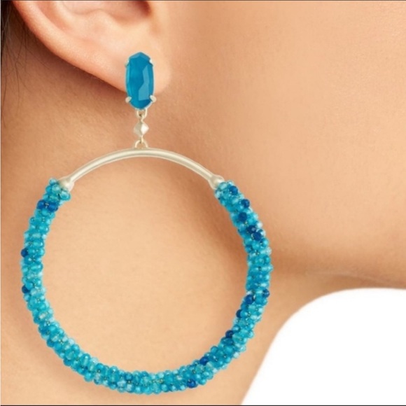 Kendra Scott Russel Hoop Earrings in Teal Agate - Picture 3 of 3